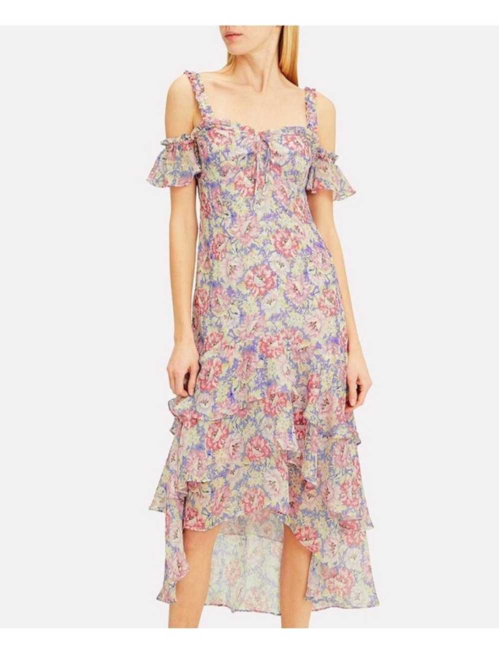 Intermix Sophia Silk Floral Midi Dress